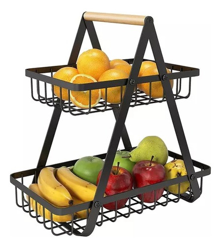 Canasta Cesta Organizador Metal Frutero Cocina Baño 2 Pisos