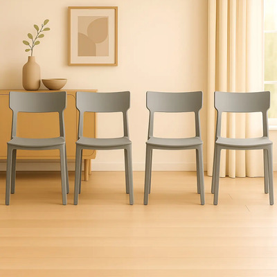 Silla Comedor Cocina Plastica Apilable Modelo Rio Pack 4 Color Gris | Envío gratis