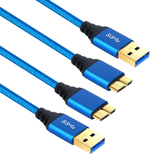 Cable De Datos Usb 3.0 A Micro Usb-b De 1.8 Mt Azul 2-pack