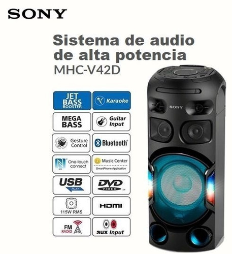 Minicomponente Sony Mhc-v42d Bluetooth, Nfc Dvd Unica Unidad