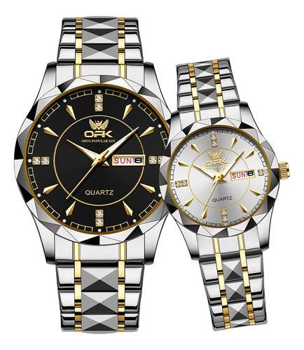 Duo Pareja Relojes Caballero Mujer Dama Cuarzo Moda Opk 8151