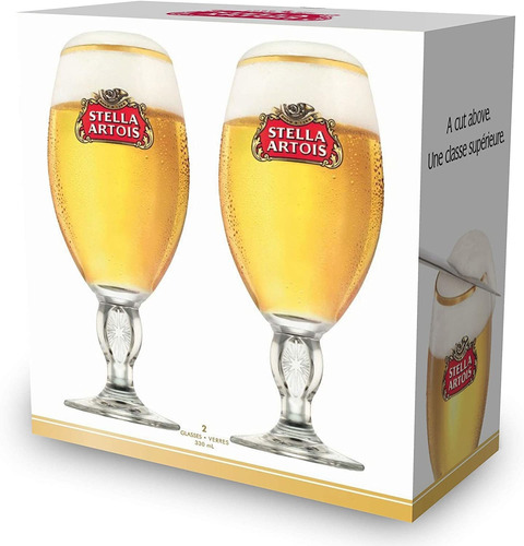 Copas Stella Artois, 330 Mililitros, Vidrio, 20 Cm, 2 Piezas