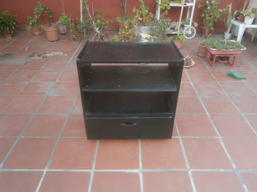 Mesa De Tv Negra 69 X 39 X 74 Alto Con Ruedas