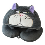 Almohada Protectora De Cuello Lucifer Cat Travel + Pantuflas