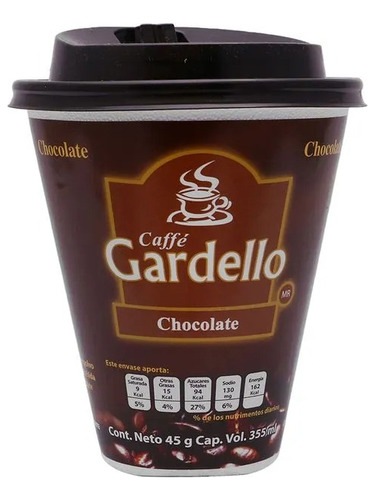 Café Instantáneo Gardello 12oz Sabor Chocolate Con 12 Pzas