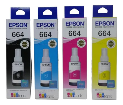 Kit X4 Tintas Epson 664 -l200-l210-l355