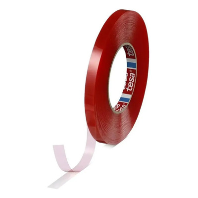 Cinta adhesiva de doble cara de poliéster roja Tesa 4965, 1 rollo, 12 mm x 50 m | Meses sin interés