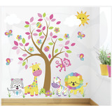 Vinilos Decorativos Infantiles Arboles Selva Animales Ai54b