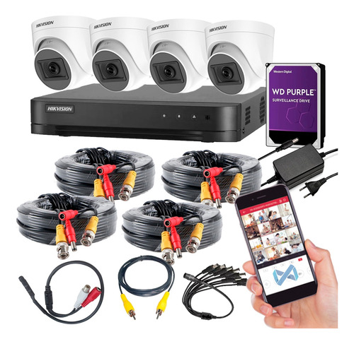 Cctv Kit Hikvision 4ch Dvr 4cam 2mp Hd 1tb 1080p Profesional