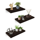 Repisas Flotantes Modernas De Madera 3 Pz Librero 30x15 Cm Color Marrón Oscuro