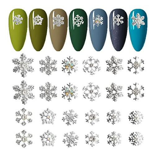 Charms De Copo De Nieve Para Uñas, 24 Piezas