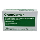 Guantes Descartables Cleancarrier Quirúrgicos O De Examinación Color Blanco Talle Xs De Látex Con Polvo X 100 Unidades