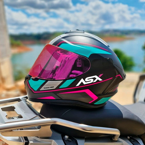 Capacete Feminino Mulher Asx Wind Tiffany Rosa + Viseira 