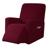 Funda Para Sillon Reclinable Elastica Con Bolsillo Rojo Vino