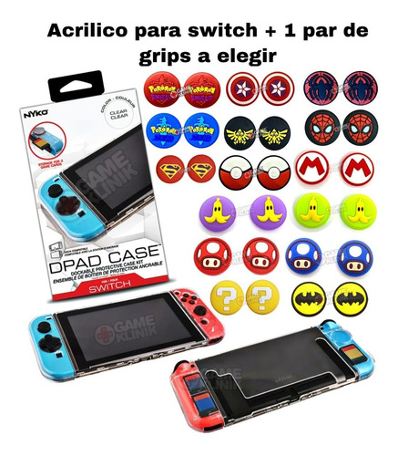 Acrílico Funda Protector Case + Grips Nintendo Switch