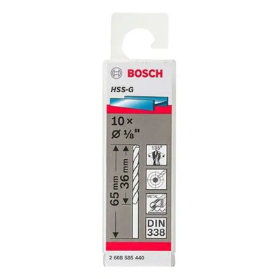 Pack X10 Brocas 2608585440 Para Metal Hss-g 1/8 Plateadas Bosch