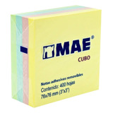 Notas Adhesivas Mae Cubo Pastel 3x3 4 Colores C/400 Hojas 