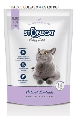 Pack Oferta Bolson Stonecat Lavanda 5 Unidades X 4kg(20 Kg)