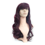 Peruca Vinho Ruivo Escuro Ondulada Wig Lace Premium 60cm 