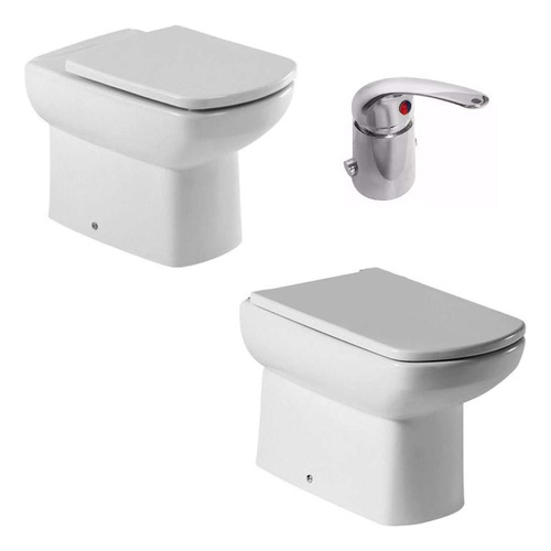 Set Completo Inodoro Bidet Dama Senso Griferia Peirano