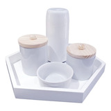 Kit Higiene Bebê Porcelana Potes Completo Menino Menina 5 Pç