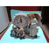Antiguo Reloj Italiano Escena Angel Alado Y Niños