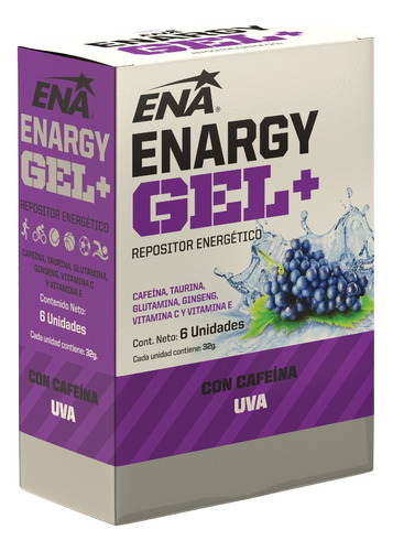 Ena Gel Sabor Uva Enargy Gel + Cafeina Caja X 6 Un.