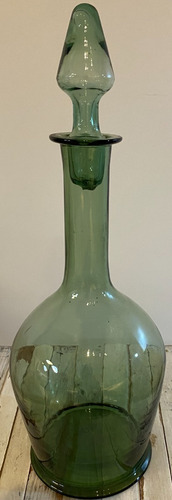 Botellon Antiguo Verde Con Tapa-32cm X 13cm