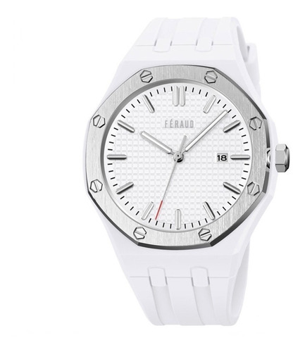 Reloj Feraud Hombre Caucho Blanco Fecha Deportivo F5522 Wh