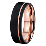 6 Mm 8 Mm Oro Rosa Negro Para Hombre Tungsteno Bandas De Bod