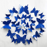 3d Azul Real Mariposa Pegatinas De Pared 24 Piezas Pega...
