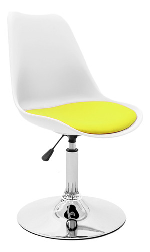 Silla Tulip Eames Para Escritorio Con Base Fija Newmo Blanca De Asiento Amarillo