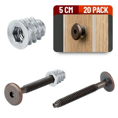 Tornillo Union Bronce Muebles 5 Cm Con Inserto De Madera 20 Pack | MercadoLibre
