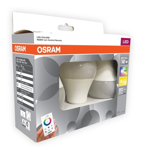 Lámpara Led Osram 7.5w Rgb Dimerizable C/control E27 X3 E631