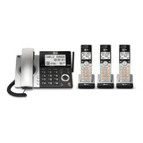 At&t Cl84307 Dect 6.0 Teléfono Ampliable Con Cable/inalámbrico Con Bloqueador De Llamadas Inteligente, Plateado/negro Con 3 Auriculares