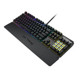 Teclado Gamer Asus Tuf Gaming K3 Qwerty Inglés Us Color Gunmetal Grey Con Luz Rgb