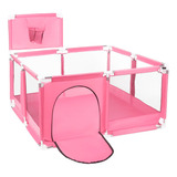 Corral De Seguridad Bebe Con Aro 126x126 Cm Rosado