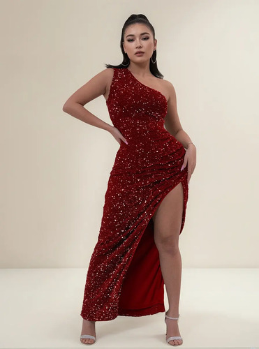 Elegante Vestido De Noche Lentejuelas Sin Mangas Y Aberturas | MercadoLibre