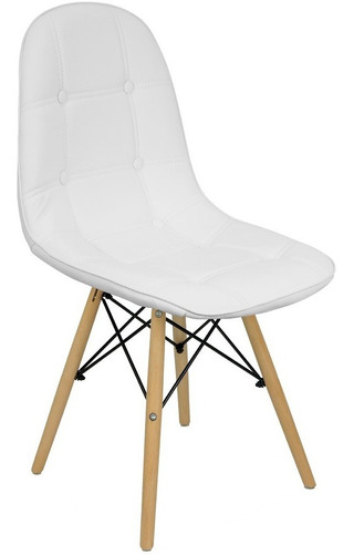 Cadeira Charles Eames Botonê Eiffel Wood Estofada Couro