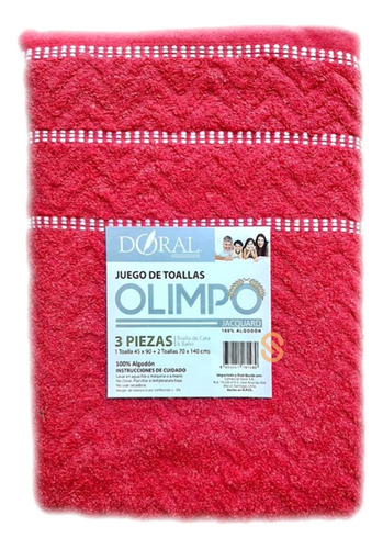 Juego Toallas 3 Piezas Jacquard Olimpo Fucsia - Shopyclick