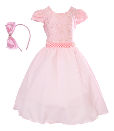 Vestido Rosa Formatura Infantil Princesa Festa Aniversário