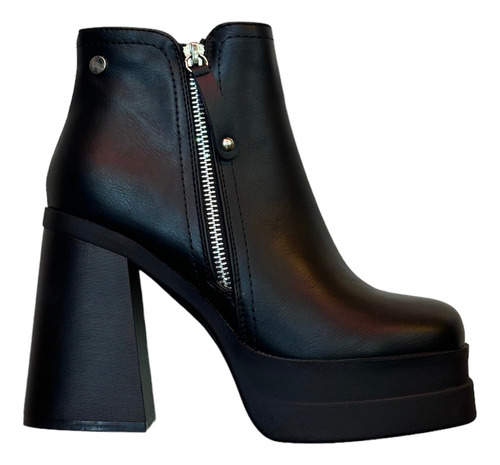 Botin De Mujer Ecocuero Negro Plataforma Z-11