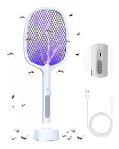 La Raqueta Eléctrica Recargable Mata Moscas Y Mosquitos