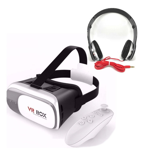 Óculos Vr 3d + Controle Bluetooth + Fone De Ouvido