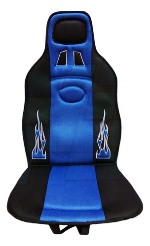 Funda Cubre Asiento Con Apoya Cabeza Color Negro Y Azul