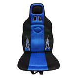 Funda Cubre Asiento Con Apoya Cabeza Color Negro Y Azul