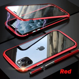 Capa Para iPhone 13 Magnetica 360 Aluminio Vidro Vermelho