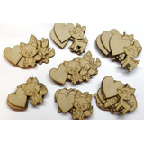 10 Animalitos Nórdicos 9cm Corazón Fibrofacil Mdf Souvenirs 