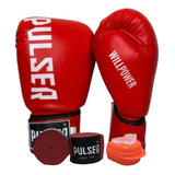 Kit Luva 12oz Preto Dourado Band Bucal Muay Thai Box