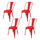Set X4 Sillas Tolix - Desillas Cantidad De Sillas Por Set 4 Color De La Estructura De La Silla Rojo